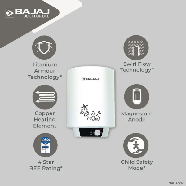BAJAJ 15 L Storage Water Geyser Suitable for large wall spaces (Popular Plus 15 L, White)